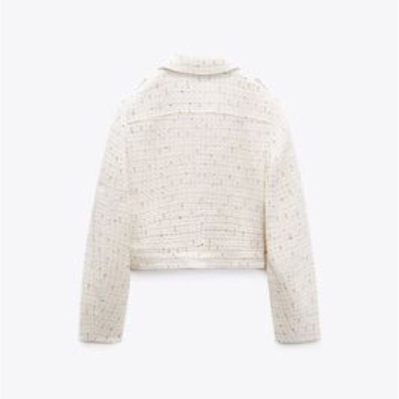 ZARA ZIPPERED TEXTURED JACKET ECRU - Picture 8 of 10